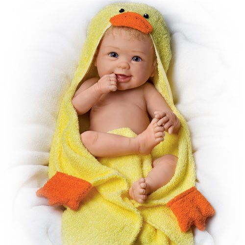 The Ashton-Drake Galleries Rub-A-Dub-Dub Washable with Bath Accessories and Hand-Rooted Hair So Truly Real Lifelike & Realistic Baby Doll 17.5-inches
