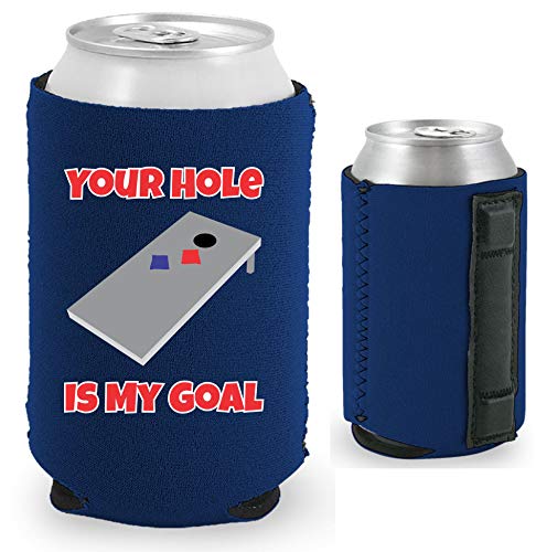 Your Hole Is My Goal Magnetic Can Coolie (Navy, 2 Pack)