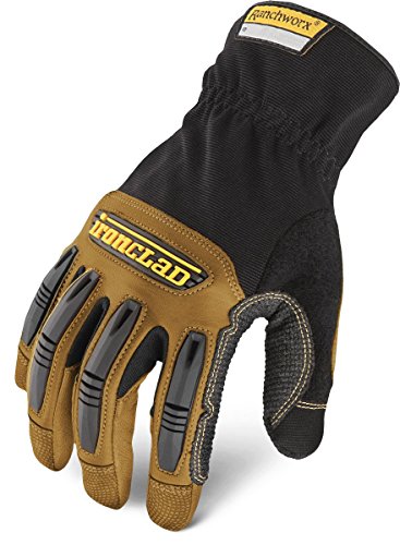 Ironclad Ranchworx Work Gloves RWG2, Premier Leather Work Glove, Performance Fit, Durable, Machine Washable, (1 Pair), RWG2-03-M,Brown/Black