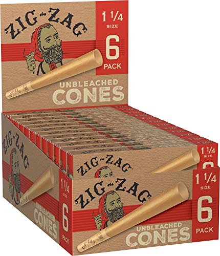 Zig-Zag Unbleached Paper Cones 1 1/4 Size - Packs of 6, 144 total Cones