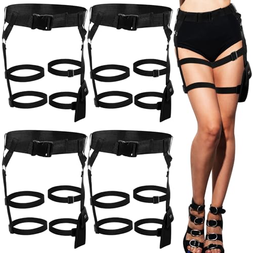 Chuarry 4 Pcs Halloween Thigh Holsters Costume Women's Multi Straps Garter Pocket Utility Belt Adjustable Leg Garter Halloween Women Costume for Masquerade Cosplay Party Accessories