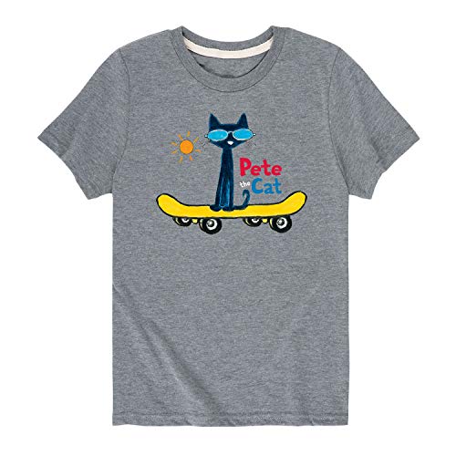 Pete the Cat - Magic Sunglasses Skateboard - Youth Short Sleeve Graphic T-Shirt - Size Small Athletic Heather