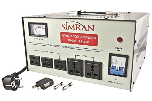 Simran AR-5000 Voltage Converter Transformer Regulator, 5000 WATT, Ivory/Grey