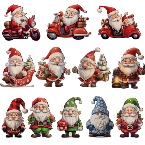 24 Pieces Christmas Gnome Wooden Ornaments Hanging on Christmas Tree for Christmas Decorations Xmas Santa Decorations Christmas Party Supplies Christmas Tree Storage Bag