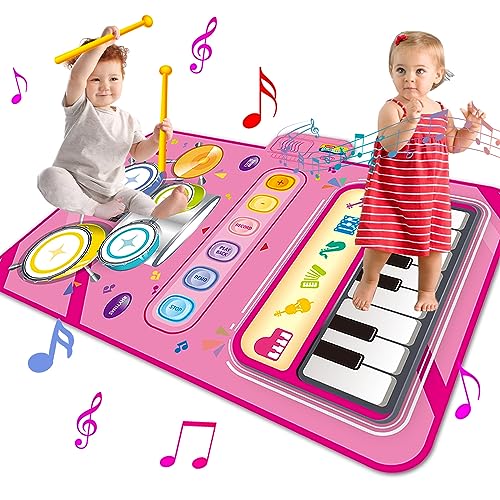 Toys for 1 Year Old Girl Gifts,2 in 1 Piano Mat Montessori Toys for 1 2 Year Old Girl,Educational Musical Toy First Birthday Gifts for 1 2 3 Year Old Girls,Christmas Stocking Stuffers for Toddler Girl