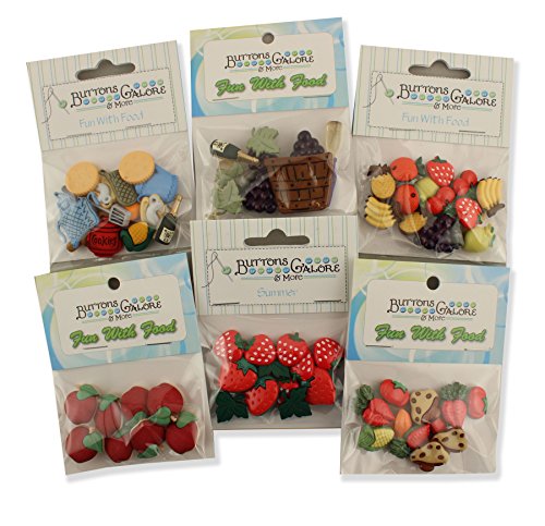 Buttons Galore Food Button Theme Packs-Set of 6