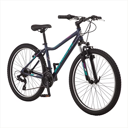 Schwinn High Timber AL Youth/Adult Mountain Bike for Men and Women, 26-Inch Wheels, 21-Speed, Lightweight Aluminum Frame, Navy Blue