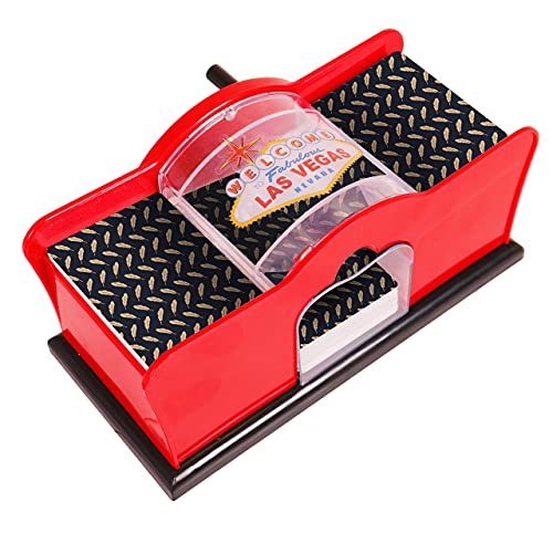 Kangaroo Manual Card Shuffler for Blackjack, Uno, Poker, Omaha; Quiet, Easy to Use Manual Card Mixer, Hand Cranked, Casino Equipment Card Shuffling Machine for Playing Cards, (2-Deck) of Cards Holder
