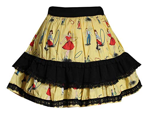 Retro 50's Rockabilly Swing Vintage Print Lolita Mini Skirt (Hula Hoop Kids, S/M)