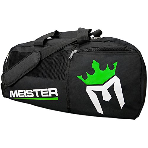 Meister Vented Convertible Duffel / Backpack Gym Bag - Ideal Carry-On - Black/Electric Green , Black w/ Electric Green, 26' x 12' x 12'