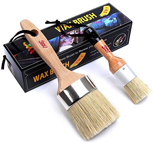 Chalk Paints Brush Set Large 2.5 in & Small 1 Inches Brush, Painting & waxing Brush for Furniture & Stencils, Can be Used for Milk Paint and Soft Wax.