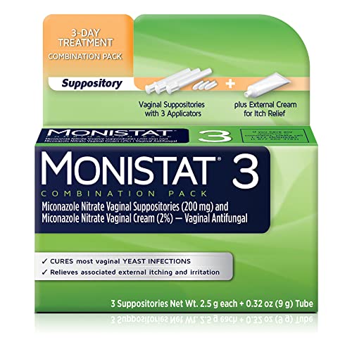 Monistat 3 Day Yeast Infection Treatment for Women, 3 Miconazole Suppository Inserts & External Monistat Anti-Itch Cream Bundle
