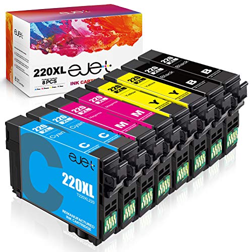 ejet Remanufactured Ink Cartridge Replacement for Epson 220 XL Combo Pack 220XL Ink Cartridges for Epson Printer WF-2630 WF-2650 WF-2660 WF-2750 XP-420 XP-320 (2 Black, 2 Cyan, 2 Magenta, 2 Yellow)