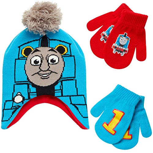 Mattel Thomas The Train Winter Hat & 2 Pair Mittens Set (Toddler), Size Age 2-4, Thomas Big Face