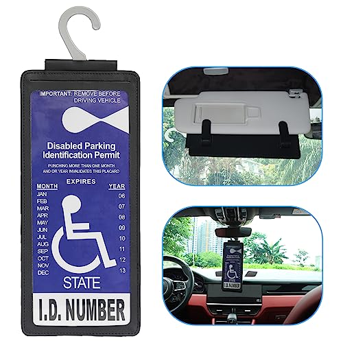 Yuoyar Portable Handicap Placard Holder for Auto - Ultra Transparent Handicapped Placard Holder Protector Hanger Sleeve - Placard Holder for Disability Parking (Black)