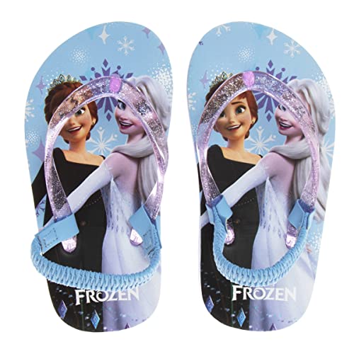 Disney Girls Character Flip Flops Sandals Kids Water Shoes - Frozen Elsa Anna Thong Beach Slides Summer Slip On Quick Dry (size 9-10 toddler)