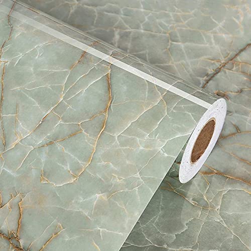 Green Marble Contact Paper for Countertops Waterproof Granite Marble Peel and Stick Wallpaper Decorative Contact Paper Vinyl for Kitchen Cabinets Green Marble Wall Paper for Backsplash 15.7' x 78.7'