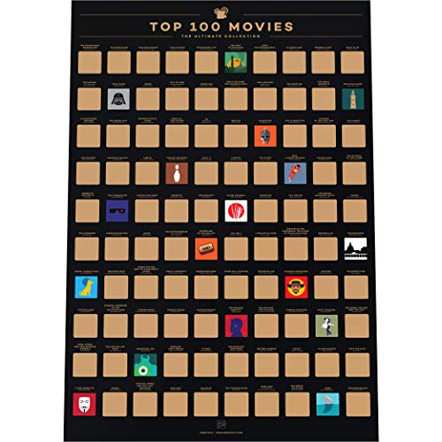 Enno Vatti Top 100 Movies Scratch Off Poster - Bucket List of Best Films - 100 Movie Scratch Off Poster (16.5' x 23.4') - Including Top 100 Movie Posters - Christmas Gift for Movie Lovers