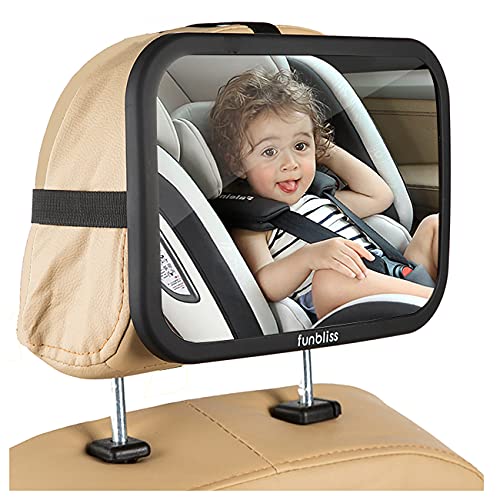 Baby Car Mirror Most Stable Backseat Mirror with Premium Matte Finish-Super Clear PMMA Material Mirror-Safe, Secure and Shatterproof,Black