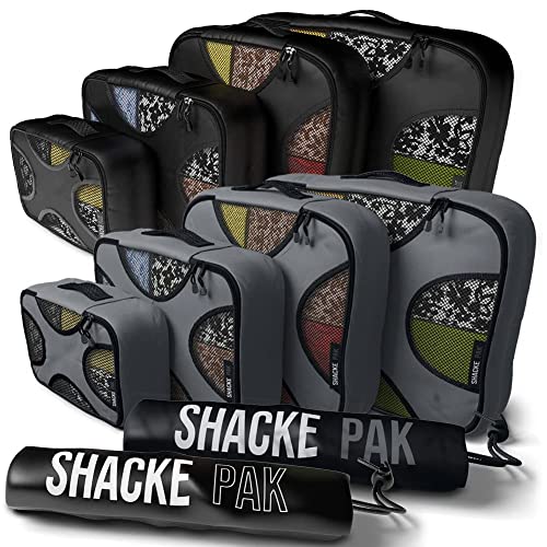 Shacke Pak - 5 Set Packing Cubes with Laundry Bag (Pure Black) & Shacke Pak - 5 Set Packing Cubes with Laundry Bag (Dark Gray)