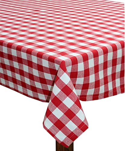 COTTON CRAFT Countryside Classic Gingham Buffalo Check Plaid Tablecloth- Premium Cotton- Halloween Harvest Autumn Fall Thanksgiving Holiday Christmas Xmas Dining Celebration Festive Party - 60x102 Red