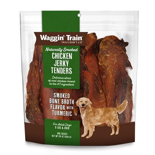 Waggin' Train Smoked Chicken Jerky Tenders with Turmeric and Bone Broth for Dogs - 24 oz. Pouch - Grain Free, High Protein, Limited Ingredient Dog Treat