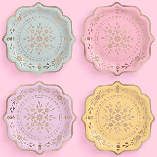 xo, Fetti Pastel China Plates - 24 pack, 9' | Birthday Party Decorations, Bachelorette Garden Party, Easter Party, Cool Cake Plates, Tea Partea