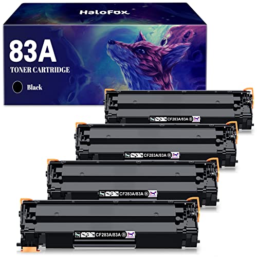 HaloFox Compatible Toner Cartridge Replacement for HP 83A CF283A 283A 83X 283X CF283X Laserjet Pro MFP M125nw M201dw M225dw M201n M125a M127fw M127fn M225dn 225dw 127fn Printer(Black, 4-Pack)