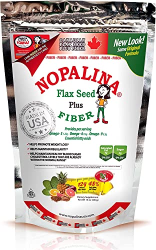 Nopalina, Canadian Flax Seed, High in Fiber, Promotes Digestion, Helps with Constipation, 16 Oz, Bag.