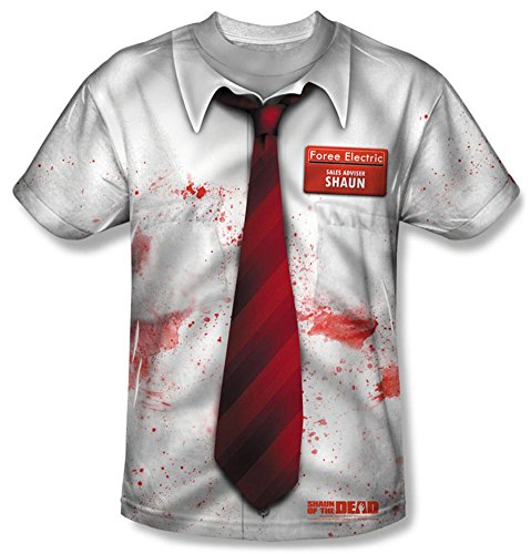 Universal Studios Shaun - Shaun of The Dead All-Over Front Print Sports Fabric T-Shirt, XXX-Large White