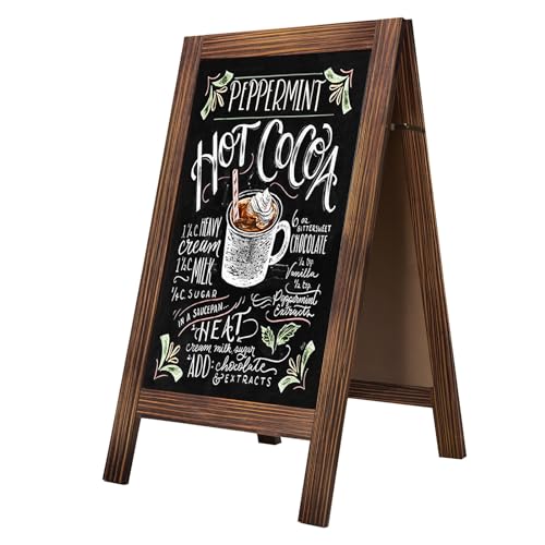 40' x 22' Large Rustic A-Frame Chalkboard Sign, Free Standing Chalkboard Easel, Sturdy Wide Edged Solid Pine Wood Frame Board- Double Sided Menu Display for Restaurant, Business or Wedding (Brown)