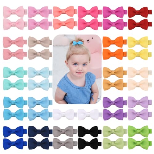 Ruyaa Baby Hair Clips Fully Lined,Baby Barrettes No Slip for Fine Hair,Hair Accesories,Toddler Hair Clips,Infant Bows,Hair Pins (classic colors 50pcs)