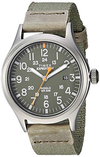 Timex Men's Expedition Scout 40mm Watch – Gray Case Green Dial with Green Fabric Strap