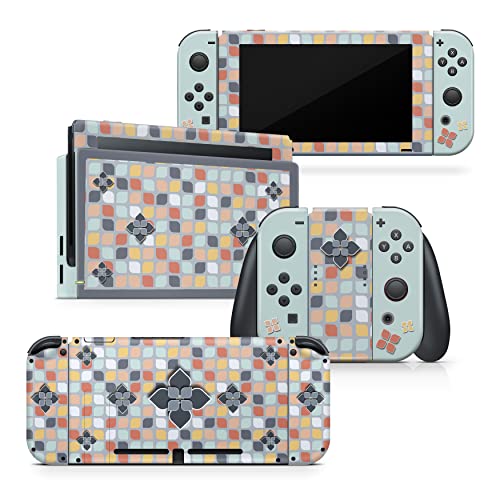 Tacky Design Mosaic Skin Compatible with Nintendo Switch Skin - Premium Vinyl 3M Blue Color Stickers Set - Switch Skin Compatible with Joy Con, Console, Dock,- Decal Full Wrap