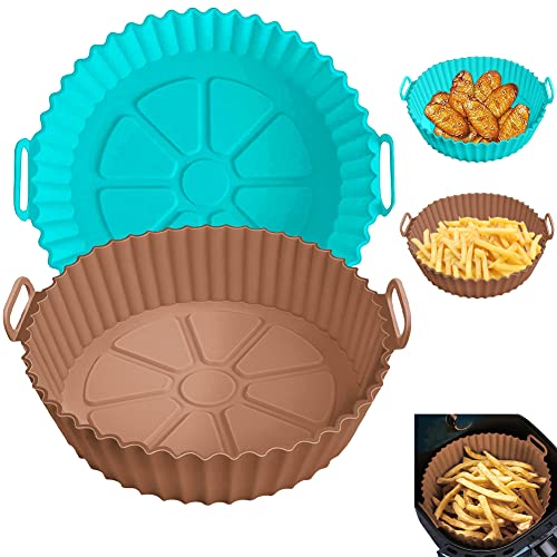 Air Fryer Silicone Liners for Ninja Air Fryer AF101 4QT AF161/AF150 5.5QT, for COSORI/Gourmia/PowerXL/InstantPot/Fabuletta/Philips Air Fryer 4QT, and Most 3 to 5 QT Airfryer, Better than Paper Liners