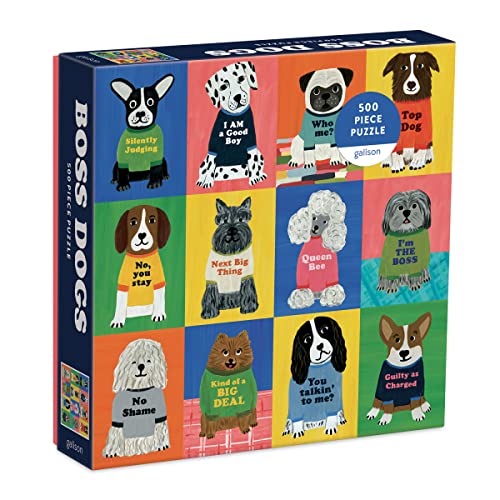 Galison Boss Dogs 500 Piece Family Puzzle from Galison - Featuring Bright and Colorful Illustrations, Perfect for The Whole Family to Enjoy Together, 20' x 20', Unique Gift Idea