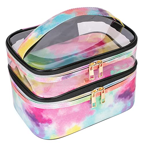 imerelez Cosmetic Bag Makeup Bag Travel Cosmetic Bags for Women Makeup bags Cases Portable Waterproof Foldable (Tie-Dye)