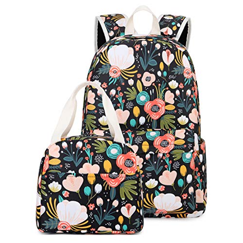 Octsky Backpacks for Girls School Backpack Lightweight Elementary Kids Bookbag Set with Lunch Bag Black