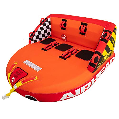 Airhead Super Mable Towable Tube | 1-3 Rider Towable Tube for Boating and Water Sports | Dual Tow Points | Full Nylon Cover | EVA Foam Pads | Patented Speed Valve | Boat Tubes and Towables