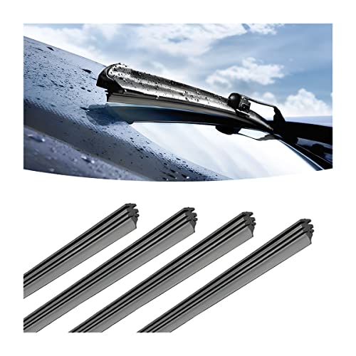 4 Pieces Car Wiper Blade Replacement Strip, 32' Rubber Frameless Windshield Wiper Strip, DIY Adjustable Boneless Windscreen Blade Refills, Auto Accessories for Most Vehicle Buses Trucks