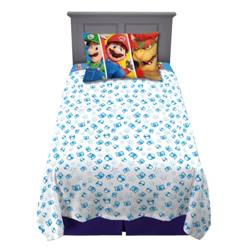 Franco The Super Mario Bros. Movie Kids Bedding Super Soft Microfiber Sheet Set, Twin, (Officially Licensed Product)
