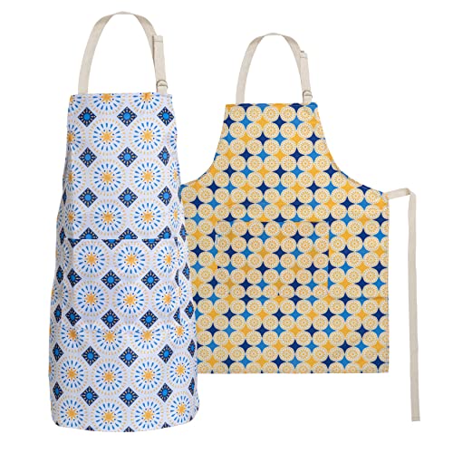 Mabie Swan - Adjustable Apron, Water Resistant, with Pocket, Neck Strap, Long Tie, Ultra Thin and Light Weight (2 Pack)