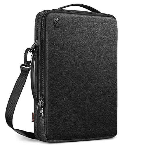 FINPAC 15.6-inch Laptop Shoulder Bag, Protective Computer Carrying Case Compatible with 16.2'' MacBook Pro M3/M2/M1, 15-16'' MacBook Air/Pro, Surface Laptop/Book, 15.6'' HP/Dell/Acer/Samsung (Black)