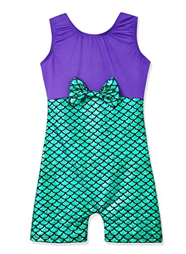 HOZIY Mermaid Leotards for Girls Gymnastics 4t 5t Green Purple Toddlers Bodysuits Dance Wear