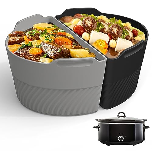 Silicone Slow Cooker Liners Compatible With Crock Pot 6-8 QT,Slow Cooker Divider Allows Cooking Two Different Meals At Once Time, Reusable Silicone Divider Insert, Dishwasher Safe, BPA Free.