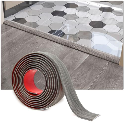 Art3d Self Adhesive Vinyl Floor Transition Strip, Laminate Floor Strip Floor Flat Divider Strip for Joining Floor Gaps,Carpet Threshold, Floor Tiles（4 FT, 1.57in, Gray）