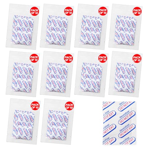 auhanth 100 Packs 100CC Oxygen Absorbers (10 Packs of 10), Food Grade Oxygen Absorbers for Long Term Food Storage in Vacuum Bag, Applicable to Mason Jars, Vacuum Storage Bags