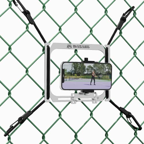 Cell Phone Fence Mount for iPhone, Mevo Start, Phones, GoPro and Other Action Cameras, to a Chain Link Fence for Recording Baseball,Softball and Tennis Games
