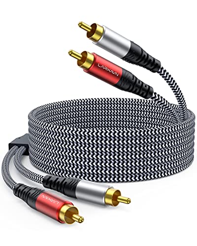 Larxavn RCA Cables, RCA Audio Cable [Hi-Fi Sound, Nylon Braided, Shielded] RCA to RCA Audio Cable for Home Theater, HDTV, Amplifiers, Hi-Fi Systems, Speakers- 5 Feet