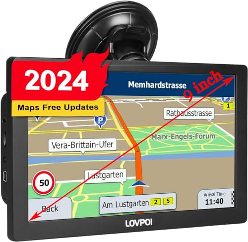 LOVPOI GPS Navigation for Truck Car, 9 inch Trucker GPS for Semi Truck 2024 Map, GPS Truck Drivers Commercial, GPS Navigation System for Trucks, Free Lifetime Map Updates, Spoken Driver Alerts
